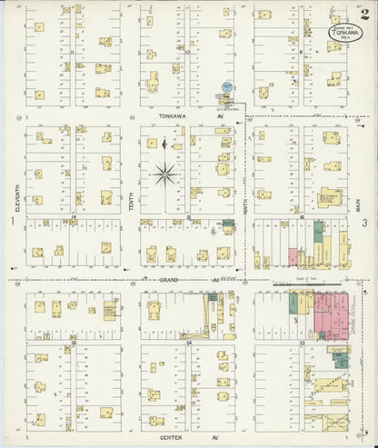 Sanborn Fire Insurance Map from Tonkawa, Kay County, Oklahoma (1907), Sheet #0002 - Complete Map Set gallery image, historic Sanborn map, vintage wall art, Oklahoma Oklahoma