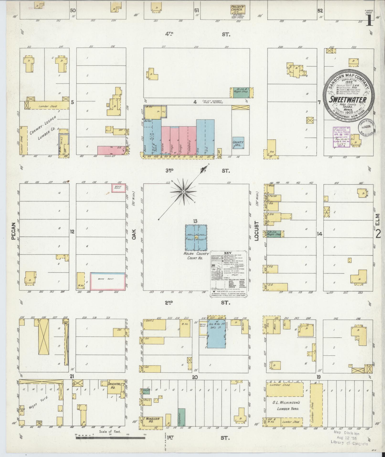 Sanborn Fire Insurance Map from Sweetwater, Nolan County, Texas. (1902) – Historic Sanborn Fire Insurance Map Print
