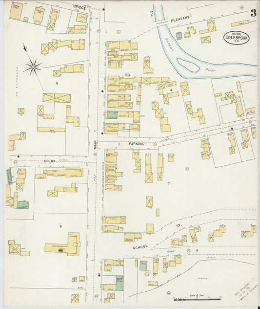 Sanborn Fire Insurance Map from Colebrook, Coos County, New Hampshire (1898), Sheet #0003 - Historic Sanborn Fire Insurance Map Print, vintage old map wall art, antique decor, genealogy gift, New Hampshire New Hampshire map