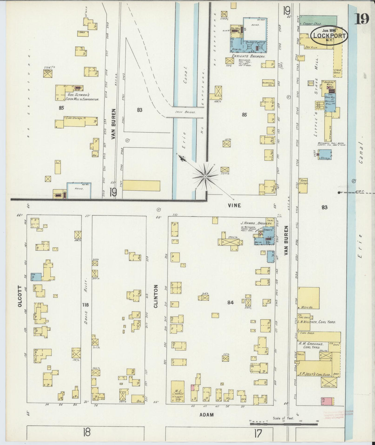 Sanborn Fire Insurance Map from Lockport, Niagara County, New York (1898), Sheet #0019 - Complete Map Set gallery image, historic Sanborn map, vintage wall art, New York New York