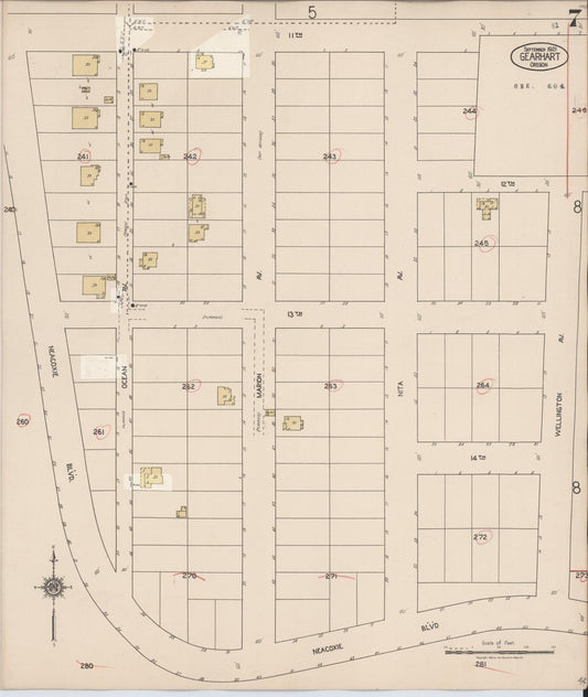 Sanborn Fire Insurance Map from Gearhart, Clatsop County, Oregon (1928), Sheet #0007 - Historic Sanborn Fire Insurance Map Print, vintage old map wall art, antique decor, genealogy gift, Oregon Oregon map