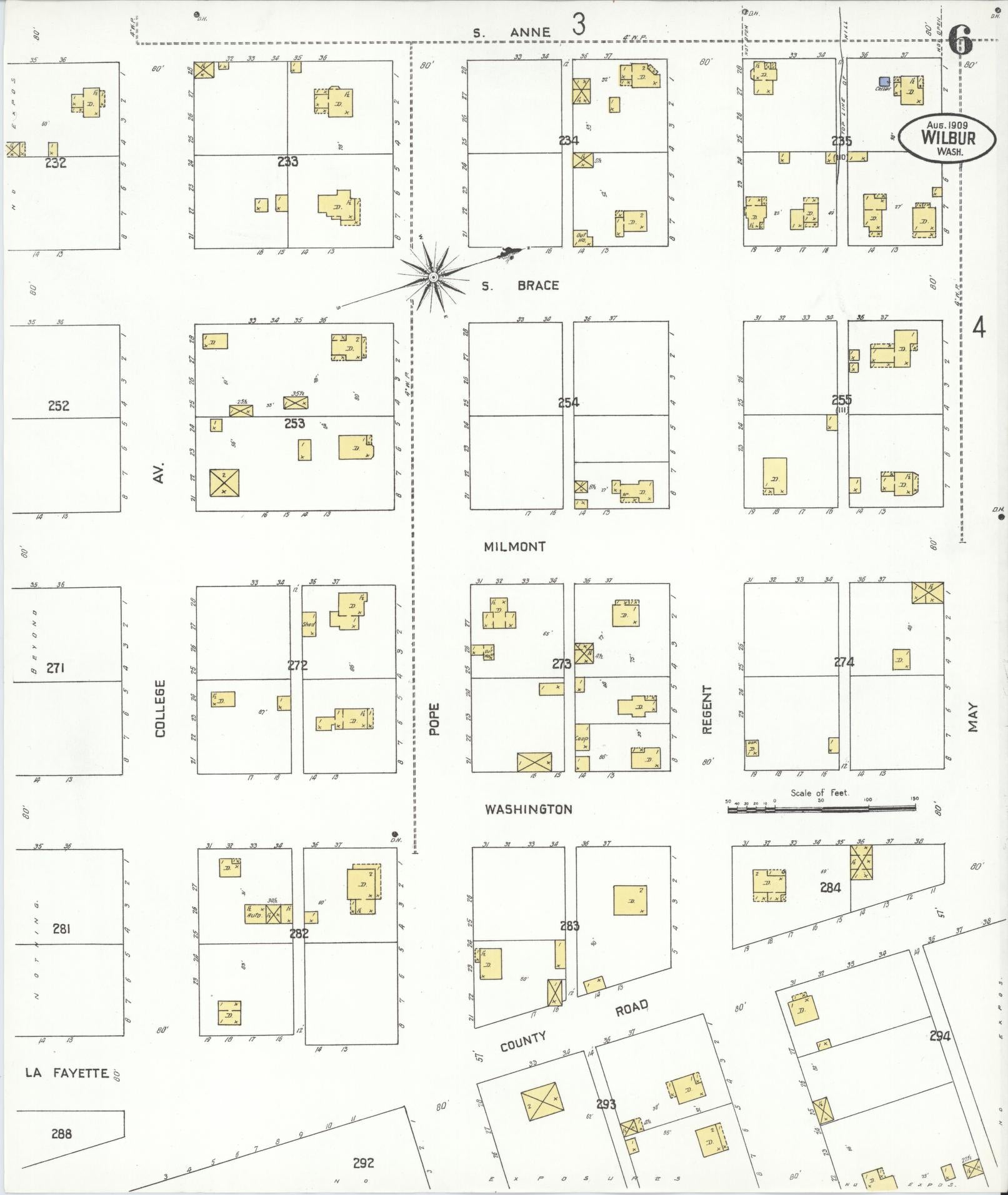 Sanborn Fire Insurance Map from Wilbur, Lincoln County, Washington (1909), Sheet #0006 - Complete Map Set gallery image, historic Sanborn map, vintage wall art, Washington Washington