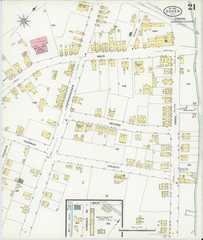 Sanborn Fire Insurance Map from Dover, Morris County, New Jersey (1909), Sheet #0021 - Historic Sanborn Fire Insurance Map Print, vintage old map wall art, antique decor, genealogy gift, New Jersey New Jersey map