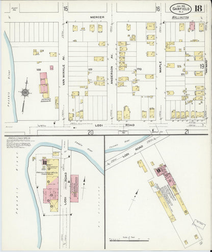 Sanborn Fire Insurance Map from Garfield, Bergen County, New Jersey (1910), Sheet #0018 - Complete Map Set gallery image, historic Sanborn map, vintage wall art, New Jersey New Jersey