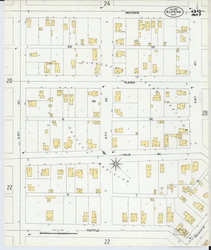 Sanborn Fire Insurance Map from Alpena, Alpena County, Michigan (1901), Sheet #0023 - Complete Map Set gallery image, historic Sanborn map, vintage wall art, Michigan Michigan