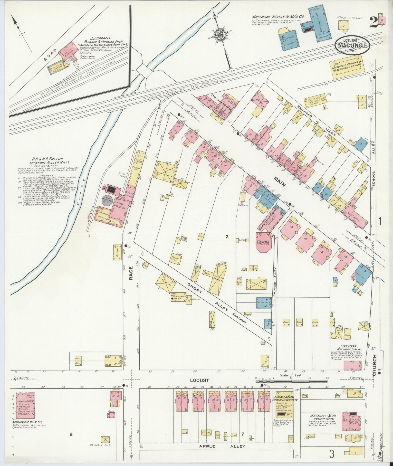Sanborn Fire Insurance Map from Macungie, Lehigh County, Pennsylvania (1911), Sheet #0002 - Complete Map Set gallery image, historic Sanborn map, vintage wall art, Pennsylvania Pennsylvania