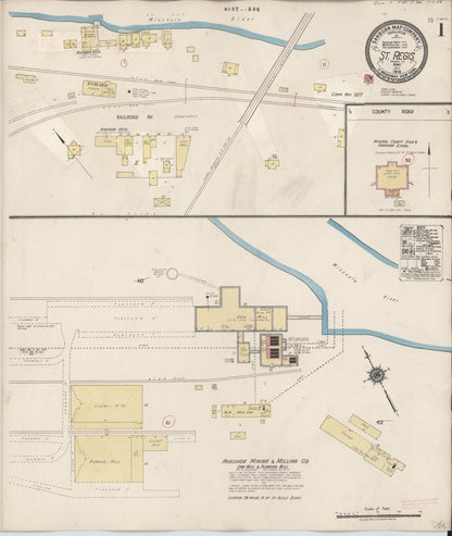Sanborn Fire Insurance Map from Saint Regis, Mineral County, Montana (1927), Sheet #0001 - Complete Map Set gallery image, historic Sanborn map, vintage wall art, Montana Montana