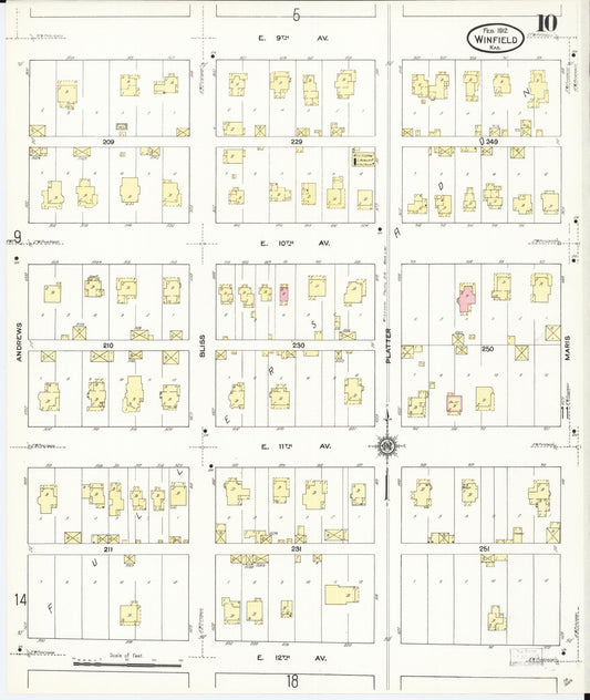 Sanborn Fire Insurance Map from Winfield, Cowley County, Kansas (1912), Sheet #0010 - Historic Sanborn Fire Insurance Map Print, vintage old map wall art, antique decor, genealogy gift, Kansas Kansas map