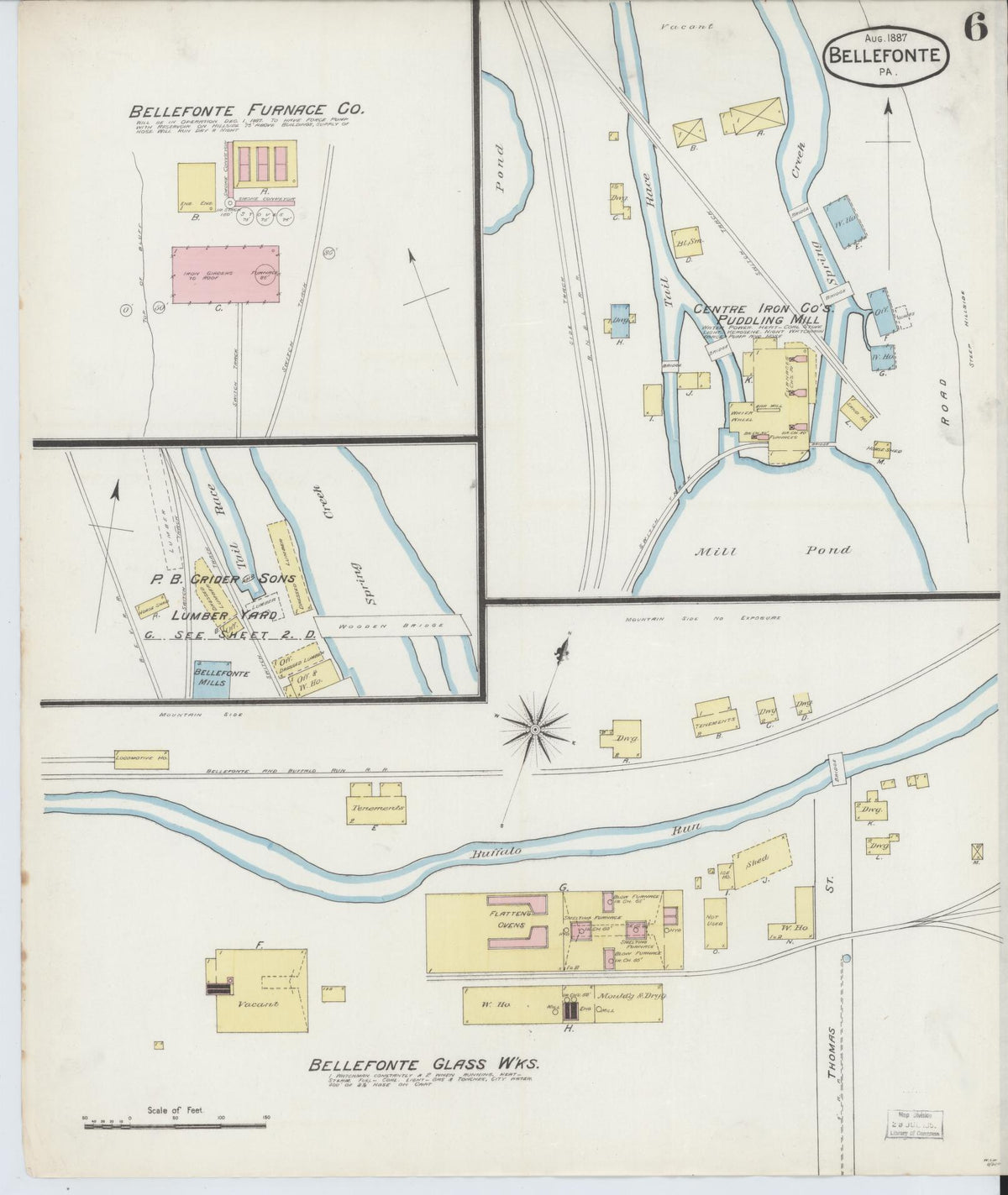Sanborn Fire Insurance Map from Bellefonte, Centre County, Pennsylvania (1887), Sheet #0006 - Complete Map Set gallery image, historic Sanborn map, vintage wall art, Pennsylvania Pennsylvania