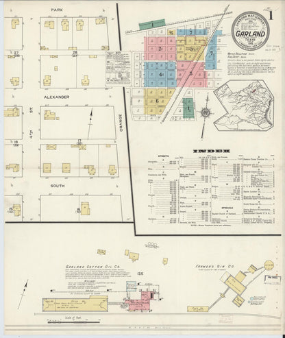 Sanborn Fire Insurance Map from Garland, Dallas County, Texas (1915), Sheet #0001 - Complete Map Set gallery image, historic Sanborn map, vintage wall art, Texas Texas