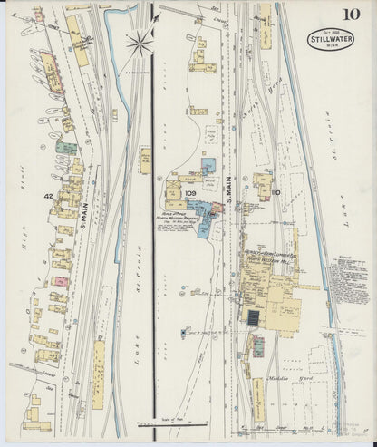 Sanborn Fire Insurance Map from Stillwater, Washington County, Minnesota (1888), Sheet #0010 - Historic Sanborn Fire Insurance Map Print, vintage old map wall art, antique decor, genealogy gift, Minnesota Minnesota map
