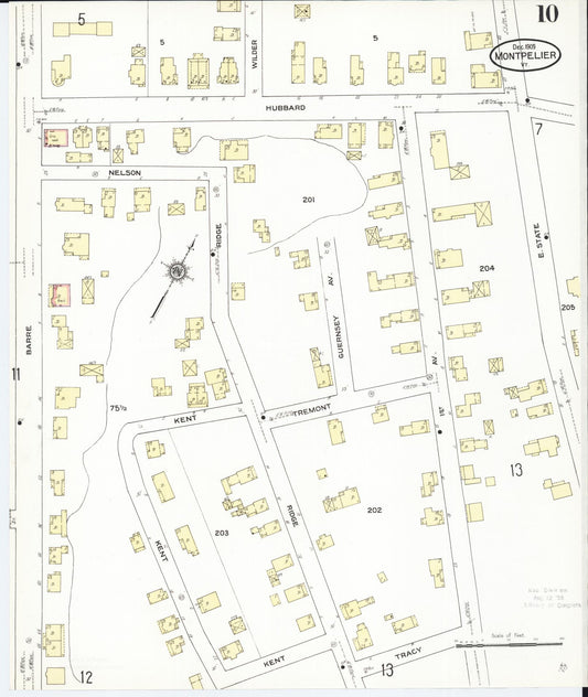 Sanborn Fire Insurance Map from Montpelier, Washington County, Vermont (1909), Sheet #0010 - Historic Sanborn Fire Insurance Map Print, vintage old map wall art, antique decor, genealogy gift, Vermont Vermont map