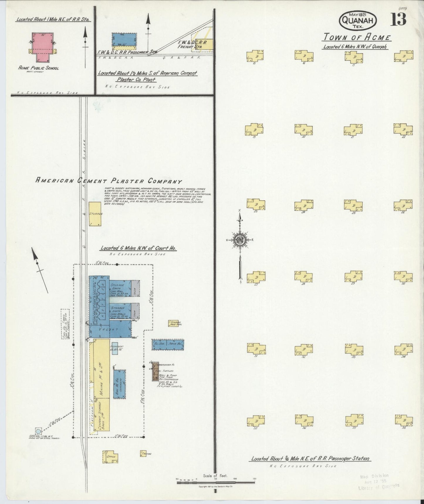 Sanborn Fire Insurance Map from Quanah, Hardeman County, Texas (1921), Sheet #0013 - Historic Sanborn Fire Insurance Map Print, vintage old map wall art, antique decor, genealogy gift, Texas Texas map