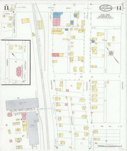 Sanborn Fire Insurance Map from Leechburg, Armstrong County, Pennsylvania (1927), Sheet #0011 - Historic Sanborn Fire Insurance Map Print, vintage old map wall art, antique decor, genealogy gift, Pennsylvania Pennsylvania map