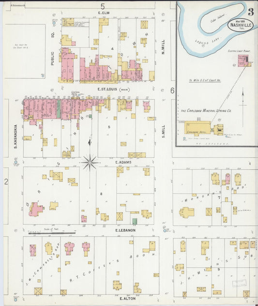 Sanborn Fire Insurance Map from Nashville, Washington County, Illinois (1899), Sheet #0003 - Historic Sanborn Fire Insurance Map Print, vintage old map wall art, antique decor, genealogy gift, Illinois Illinois map