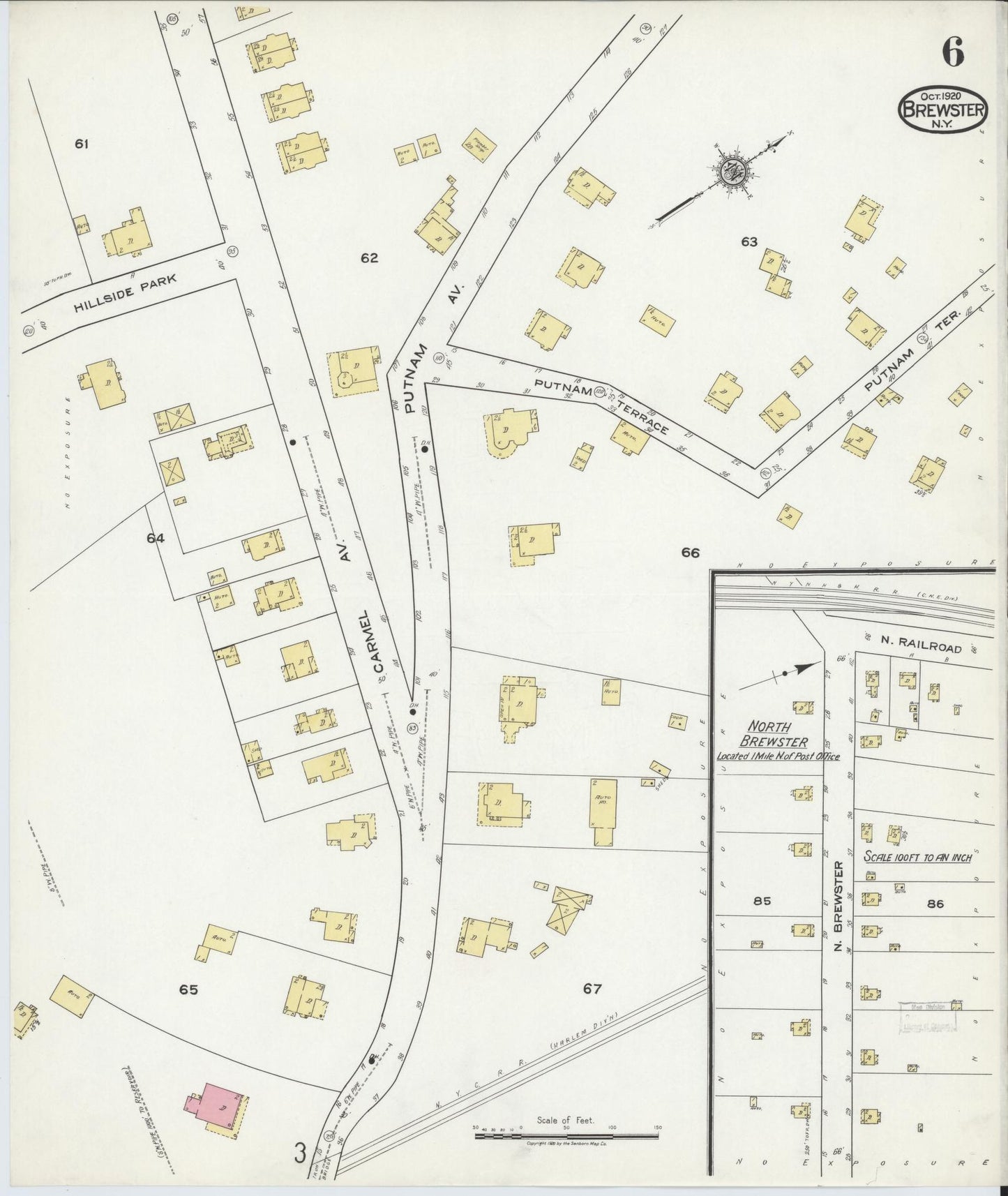 Sanborn Fire Insurance Map from Brewster, Putnam County, New York (1920), Sheet #0006 - Complete Map Set gallery image, historic Sanborn map, vintage wall art, New York New York