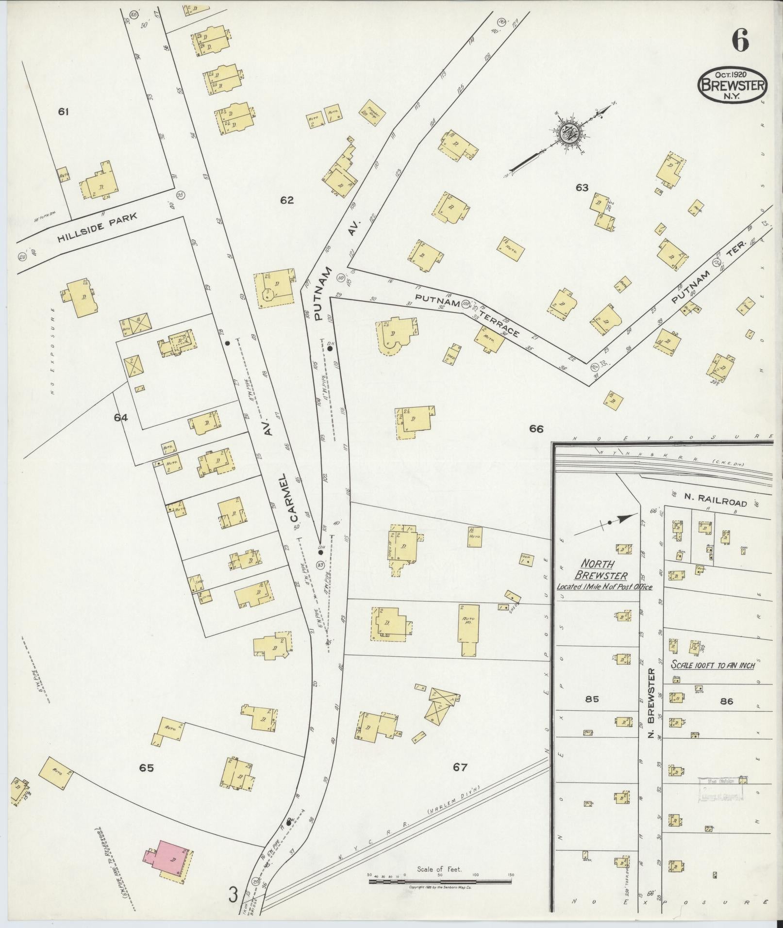 Sanborn Fire Insurance Map from Brewster, Putnam County, New York (1920), Sheet #0006 - Complete Map Set gallery image, historic Sanborn map, vintage wall art, New York New York