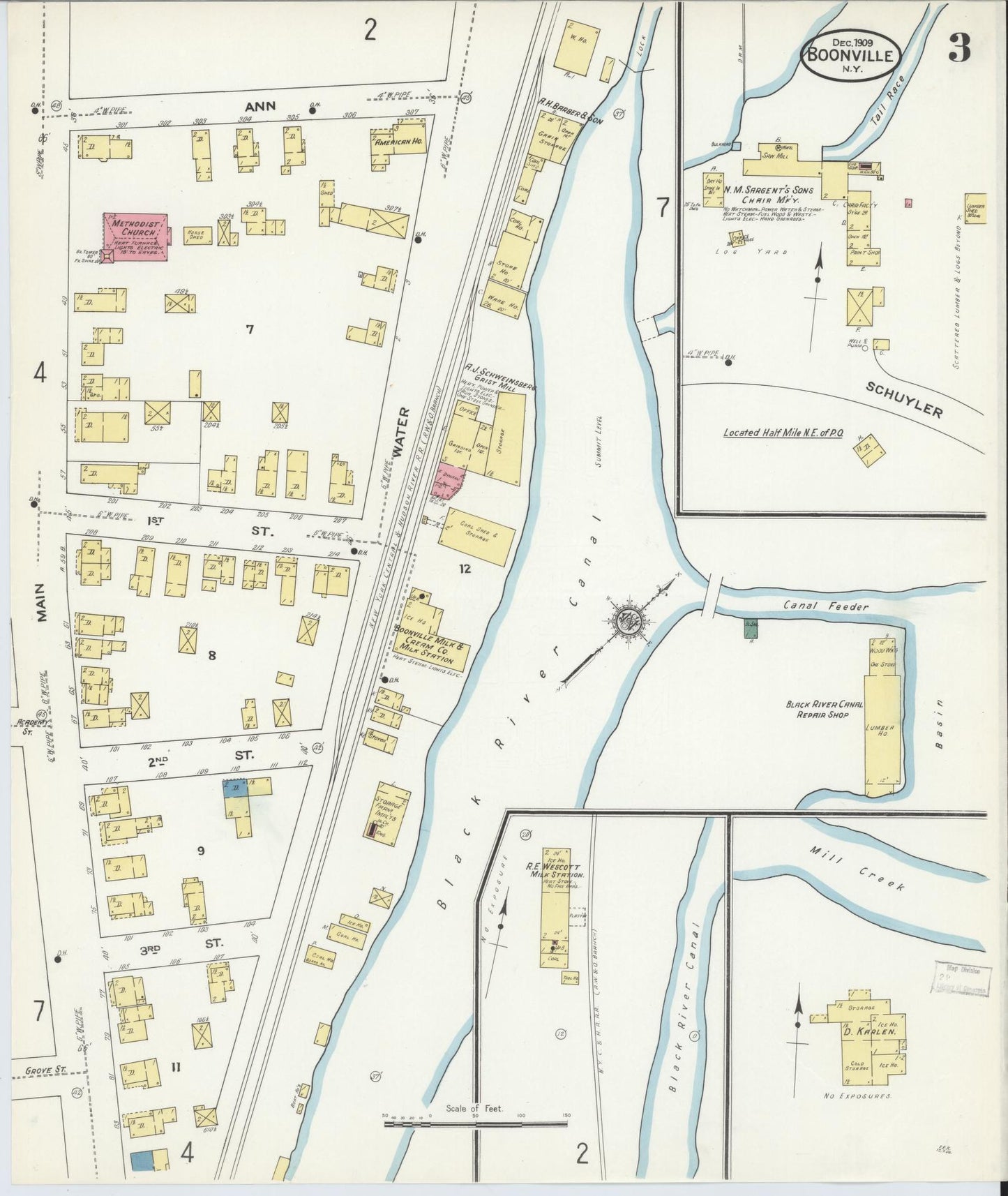 Sanborn Fire Insurance Map from Boonville, Oneida County, New York (1909), Sheet #0003 - Complete Map Set gallery image, historic Sanborn map, vintage wall art, New York New York