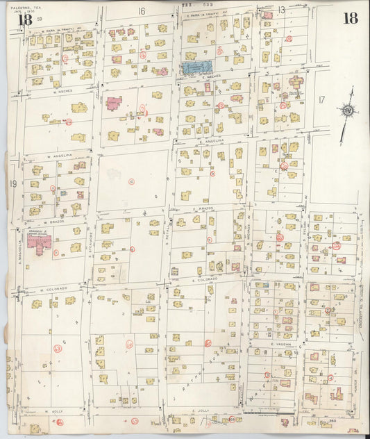 Sanborn Fire Insurance Map from Palestine, Anderson County, Texas (1949), Sheet #0018 - Historic Sanborn Fire Insurance Map Print, vintage old map wall art, antique decor, genealogy gift, Texas Texas map