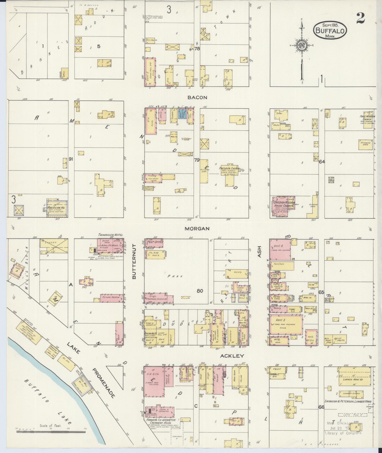 Sanborn Fire Insurance Map from Buffalo, Wright County, Minnesota (1915), Sheet #0002 - Complete Map Set gallery image, historic Sanborn map, vintage wall art, Minnesota Minnesota