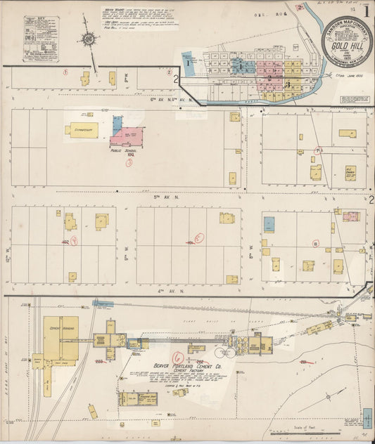 Sanborn Fire Insurance Map from Gold Hill, Jackson County, Oregon (1930), Sheet #0001 - Complete Map Set gallery image, historic Sanborn map, vintage wall art, Oregon Oregon