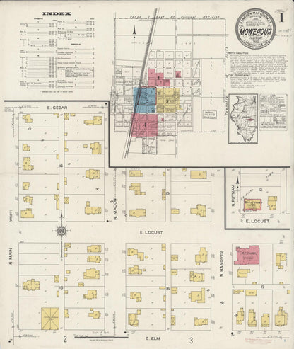 Sanborn Fire Insurance Map from Moweaqua, Shelby County, Illinois (1922), Sheet #0001 - Complete Map Set gallery image, historic Sanborn map, vintage wall art, Illinois Illinois