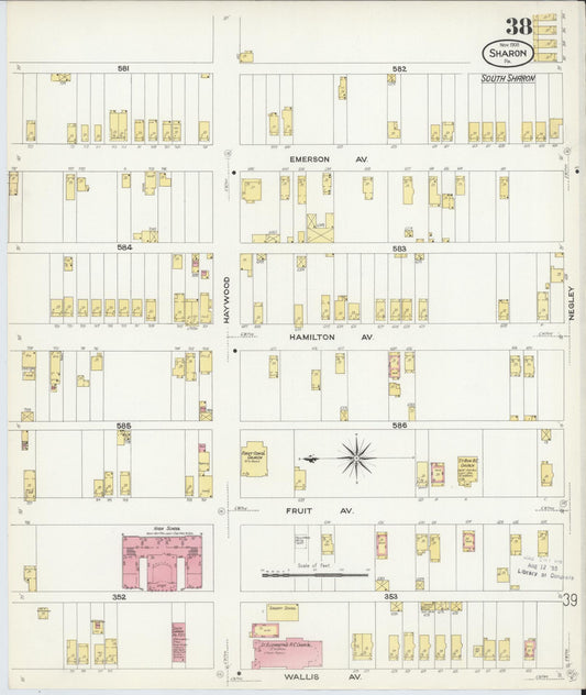 Sanborn Fire Insurance Map from Sharon, Mercer County, Pennsylvania (1908), Sheet #0038 - Historic Sanborn Fire Insurance Map Print, vintage old map wall art, antique decor, genealogy gift, Pennsylvania Pennsylvania map