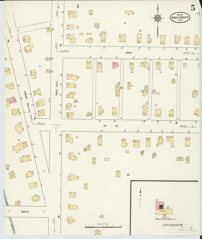 Sanborn Fire Insurance Map from New London, Huron County, Ohio (1911), Sheet #0005 - Complete Map Set gallery image, historic Sanborn map, vintage wall art, Ohio Ohio