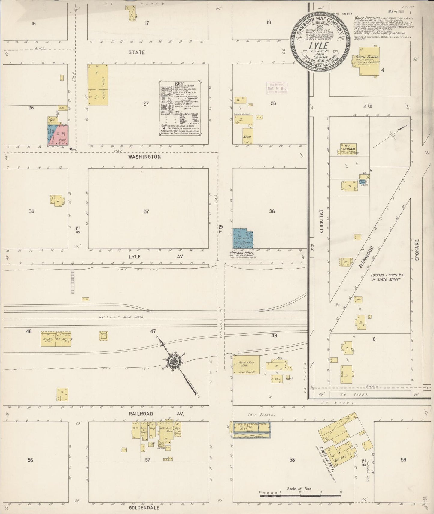 Sanborn Fire Insurance Map from Lyle, Klickitat County, Washington (1914), Sheet #0001 - Historic Sanborn Fire Insurance Map Print, vintage old map wall art, antique decor, genealogy gift, Washington Washington map