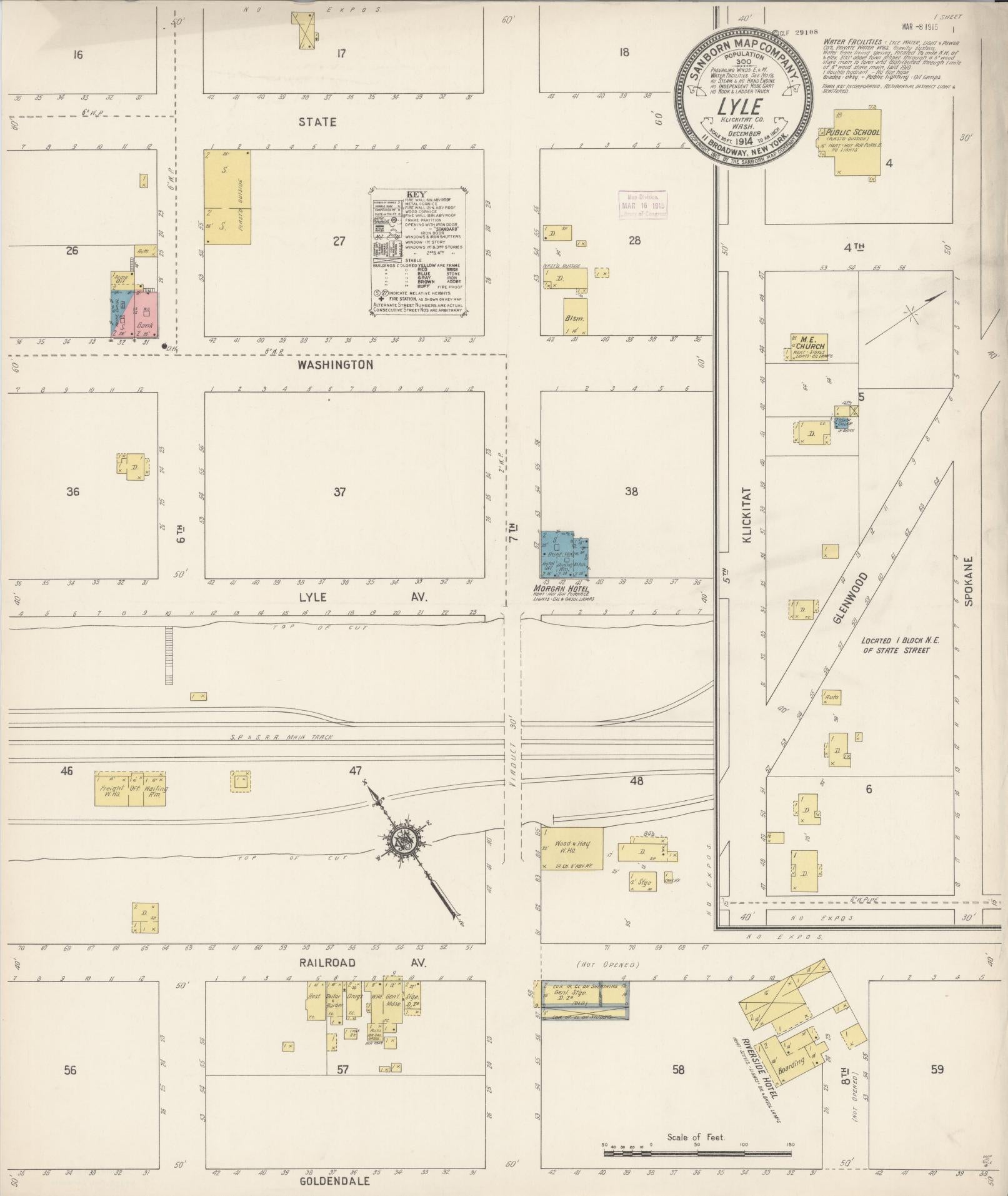 Sanborn Fire Insurance Map from Lyle, Klickitat County, Washington (1914), Sheet #0001 - Historic Sanborn Fire Insurance Map Print, vintage old map wall art, antique decor, genealogy gift, Washington Washington map