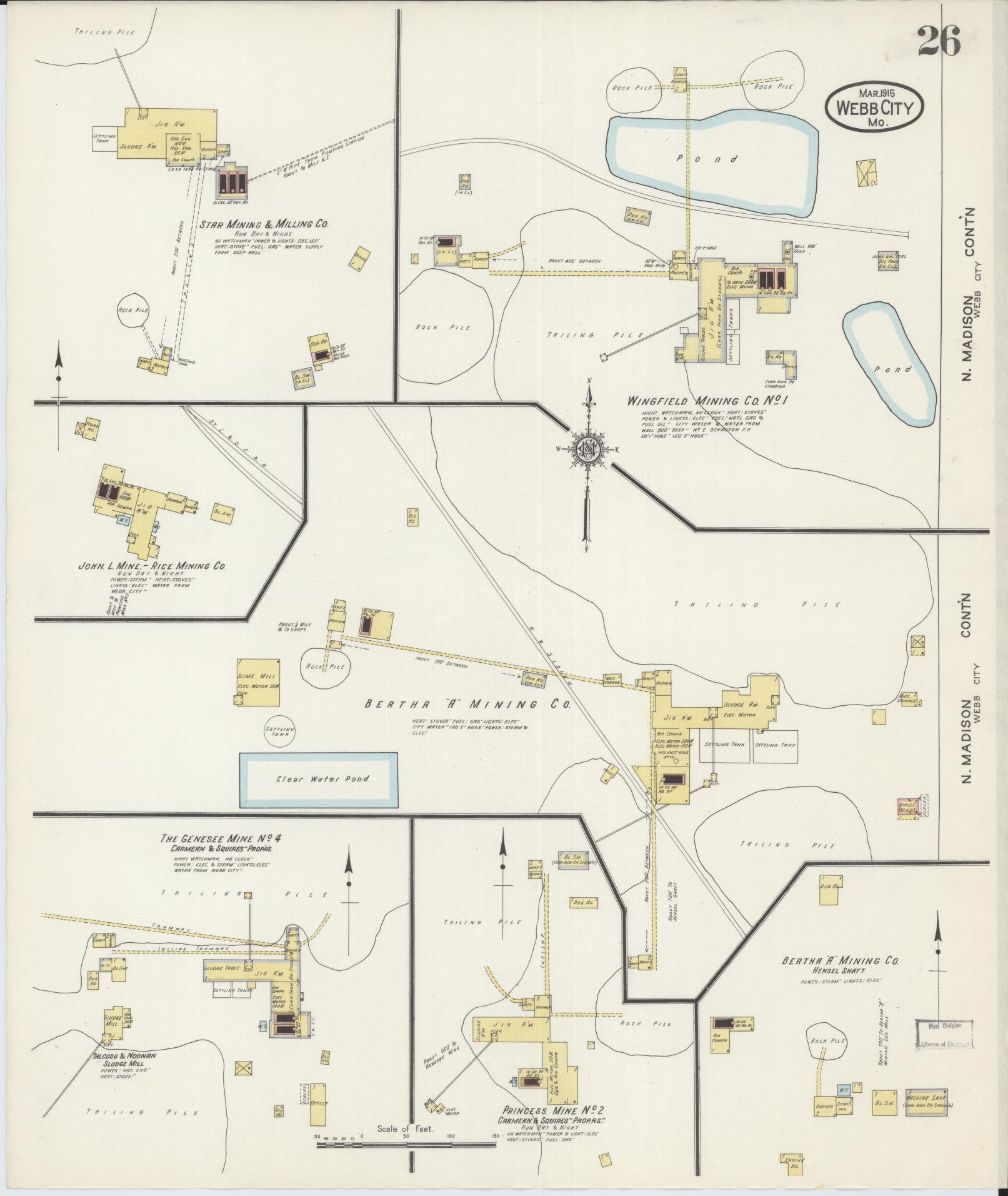 Sanborn Fire Insurance Map from Webb City, Jasper County, Missouri (1915), Sheet #0026 - Complete Map Set gallery image, historic Sanborn map, vintage wall art, Missouri Missouri