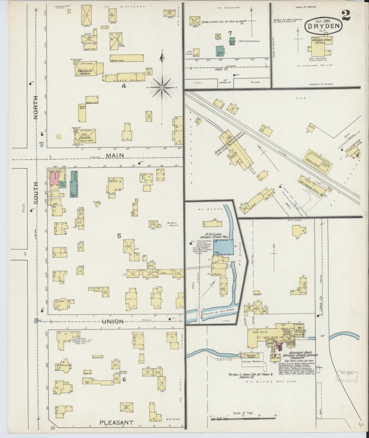 Sanborn Fire Insurance Map from Dryden, Tompkins County, New York (1893), Sheet #0002 - Complete Map Set gallery image, historic Sanborn map, vintage wall art, New York New York