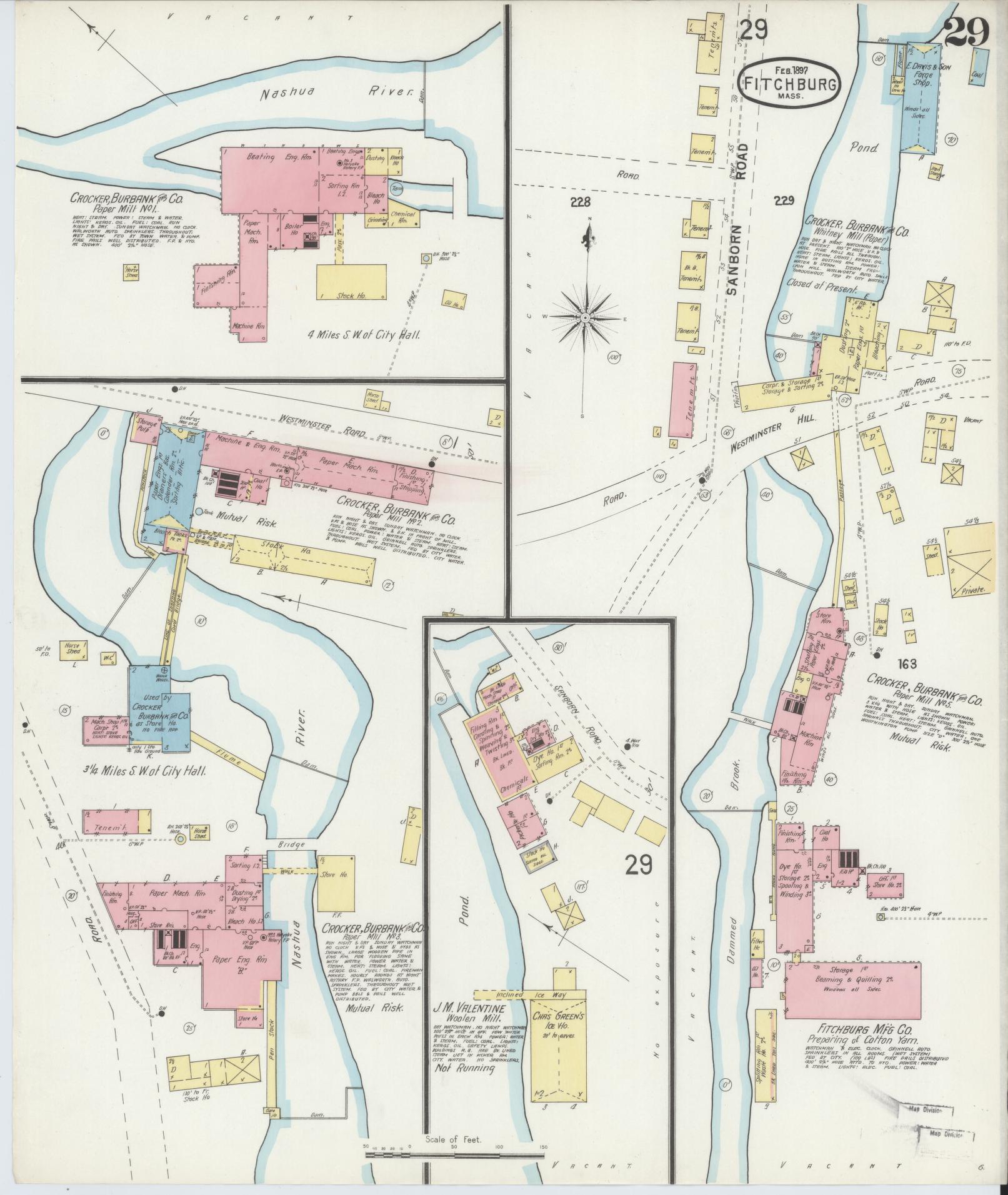 Sanborn Fire Insurance Map from Fitchburg, Worcester County, Massachusetts (1897), Sheet #0029 - Complete Map Set gallery image, historic Sanborn map, vintage wall art, Massachusetts Massachusetts