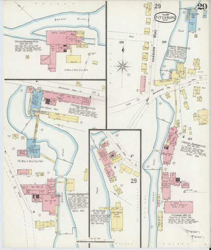 Sanborn Fire Insurance Map from Fitchburg, Worcester County, Massachusetts (1897), Sheet #0029 - Complete Map Set gallery image, historic Sanborn map, vintage wall art, Massachusetts Massachusetts
