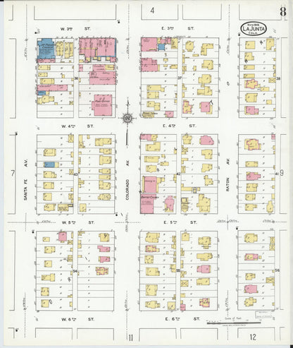 Sanborn Fire Insurance Map from La Junta, Otero County, Colorado (1919), Sheet #0008 - Complete Map Set gallery image, historic Sanborn map, vintage wall art, Colorado Colorado