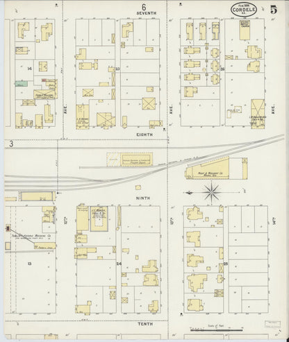 Sanborn Fire Insurance Map from Cordele, Crisp County, Georgia (1898), Sheet #0005 - Complete Map Set gallery image, historic Sanborn map, vintage wall art, Georgia Georgia