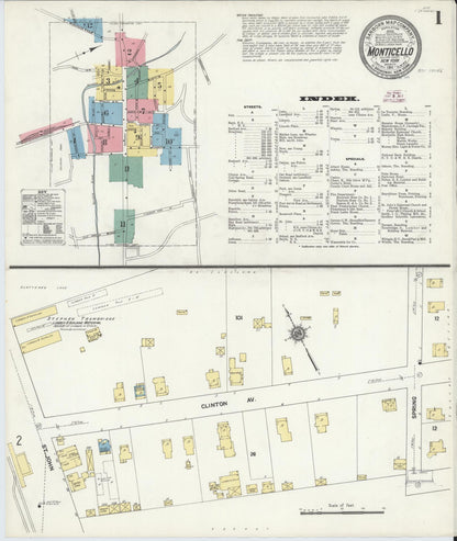 Sanborn Fire Insurance Map from Monticello, Sullivan County, New York (1911), Sheet #0001 - Historic Sanborn Fire Insurance Map Print, vintage old map wall art, antique decor, genealogy gift, New York New York map