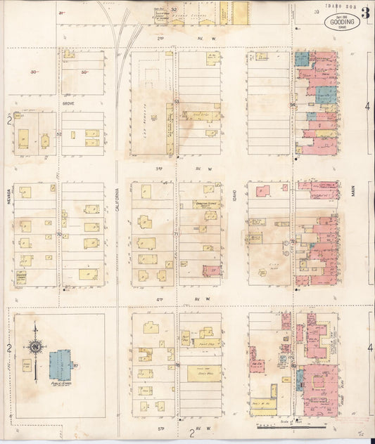 Sanborn Fire Insurance Map from Gooding, Gooding County, Idaho (1941), Sheet #0003 - Historic Sanborn Fire Insurance Map Print, vintage old map wall art, antique decor, genealogy gift, Idaho Idaho map