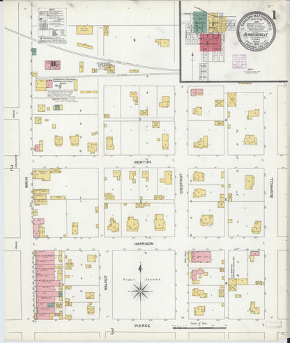 Sanborn Fire Insurance Map from Blandinsville, Mcdonough County, Illinois (1906), Sheet #0001 - Complete Map Set gallery image, historic Sanborn map, vintage wall art, Illinois Illinois