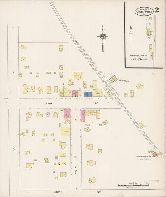 Sanborn Fire Insurance Map from Green Valley, Tazewell County, Illinois (1922), Sheet #0002 - Historic Sanborn Fire Insurance Map Print, vintage old map wall art, antique decor, genealogy gift, Illinois Illinois map