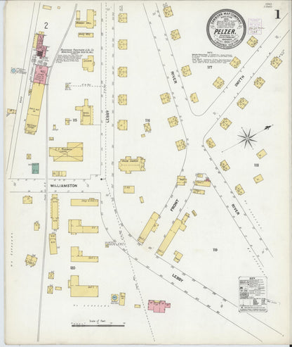 Sanborn Fire Insurance Map from Pelzer, Anderson County, South Carolina (1902), Sheet #0001 - Complete Map Set gallery image, historic Sanborn map, vintage wall art, South Carolina South Carolina