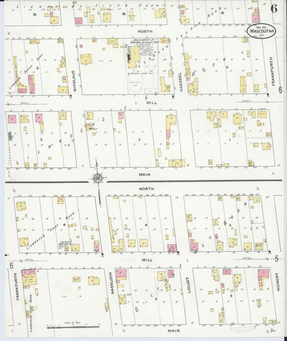 Sanborn Fire Insurance Map from Mascoutah, Saint Clair County, Illinois (1910), Sheet #0006 - Historic Sanborn Fire Insurance Map Print, vintage old map wall art, antique decor, genealogy gift, Illinois Illinois map