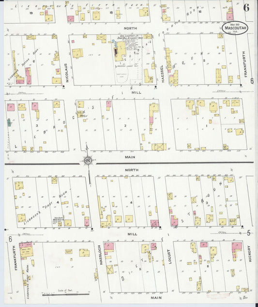 Sanborn Fire Insurance Map from Mascoutah, Saint Clair County, Illinois (1910), Sheet #0006 - Historic Sanborn Fire Insurance Map Print, vintage old map wall art, antique decor, genealogy gift, Illinois Illinois map