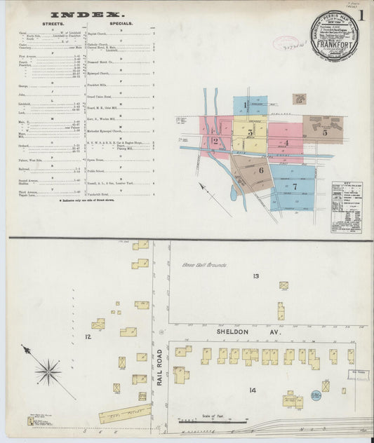 Sanborn Fire Insurance Map from Frankfort, Herkimer County, New York (1891), Sheet #0001 - Historic Sanborn Fire Insurance Map Print, vintage old map wall art, antique decor, genealogy gift, New York New York map