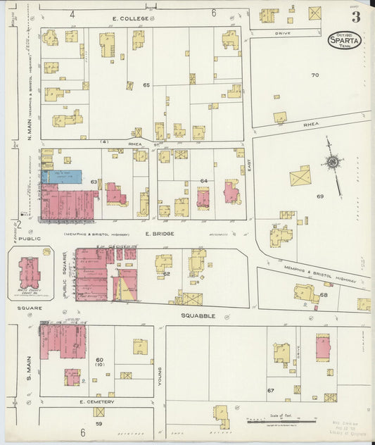 Sanborn Fire Insurance Map from Sparta, White County, Tennessee (1921), Sheet #0003 - Historic Sanborn Fire Insurance Map Print, vintage old map wall art, antique decor, genealogy gift, Tennessee Tennessee map