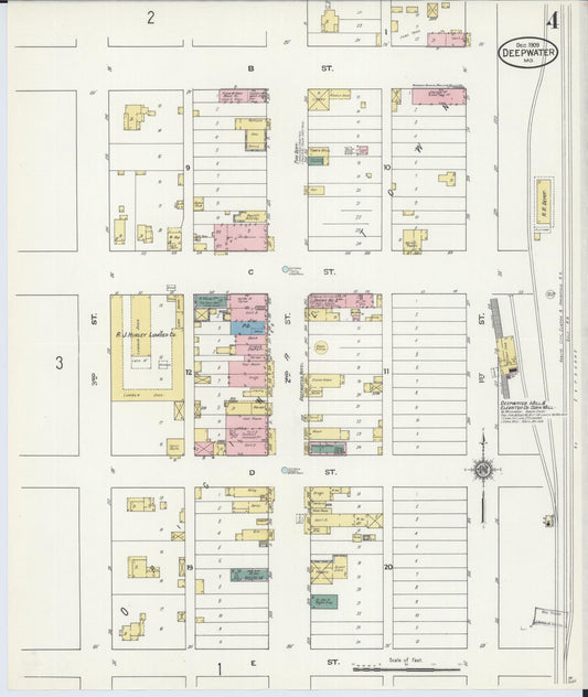 Sanborn Fire Insurance Map from Deepwater, Henry County, Missouri (1909), Sheet #0004 - Historic Sanborn Fire Insurance Map Print, vintage old map wall art, antique decor, genealogy gift, Missouri Missouri map
