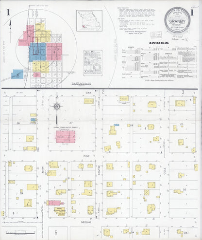 Sanborn Fire Insurance Map from Granby, Newton County, Missouri (1930), Sheet #0001 - Historic Sanborn Fire Insurance Map Print, vintage old map wall art, antique decor, genealogy gift, Missouri Missouri map