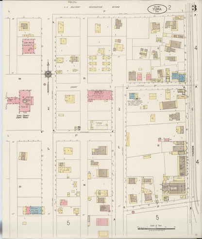 Sanborn Fire Insurance Map from Yuma, Yuma County, Arizona (1917), Sheet #0003 - Complete Map Set gallery image, historic Sanborn map, vintage wall art, Arizona Arizona