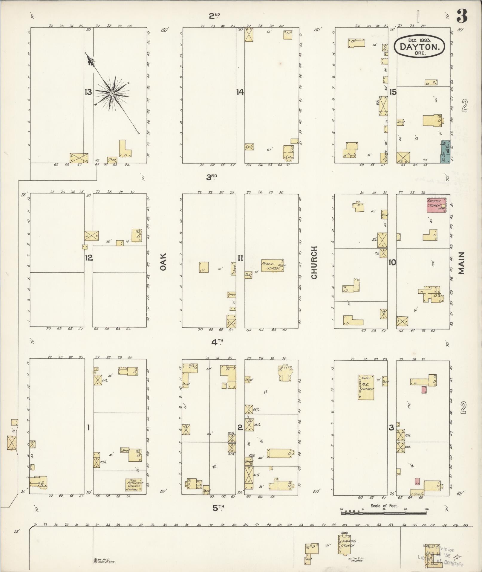 Sanborn Fire Insurance Map from Dayton, Yamhill County, Oregon (1893), Sheet #0003 - Complete Map Set gallery image, historic Sanborn map, vintage wall art, Oregon Oregon
