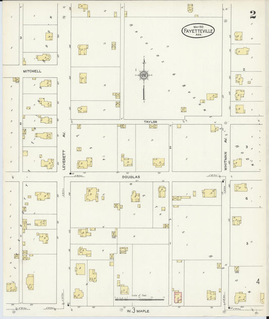 Sanborn Fire Insurance Map from Fayetteville, Washington County, Arkansas (1913), Sheet #0002 - Historic Sanborn Fire Insurance Map Print, vintage old map wall art, antique decor, genealogy gift, Arkansas Arkansas map
